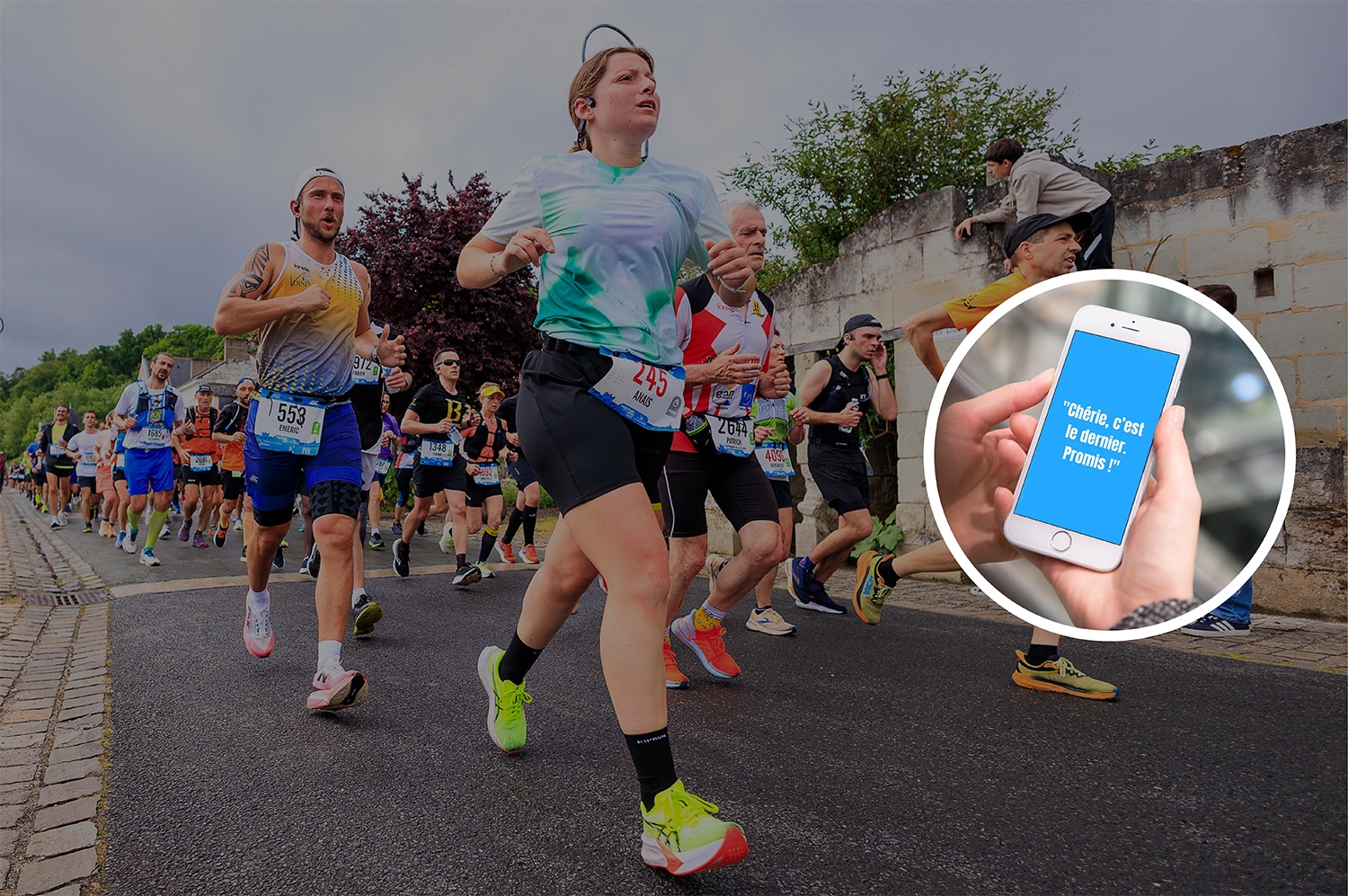 Quand t’en peux plus sur un marathon, tu envoies des SMS inutiles au lieu de courir. Économise ta batterie, pas ton énergie !